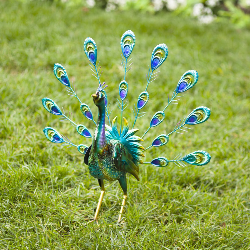 Plow & Hearth Peacock Metal Feathers Statue & Reviews Wayfair